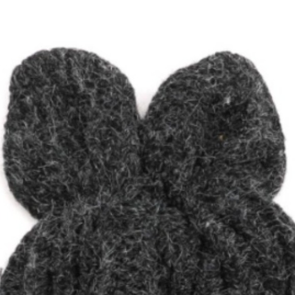 Knitted Bunny Ear  Beanie - Dark Gray - Picture 2 of 2